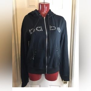 Woman's hooded zippered hoodie Black by BABE